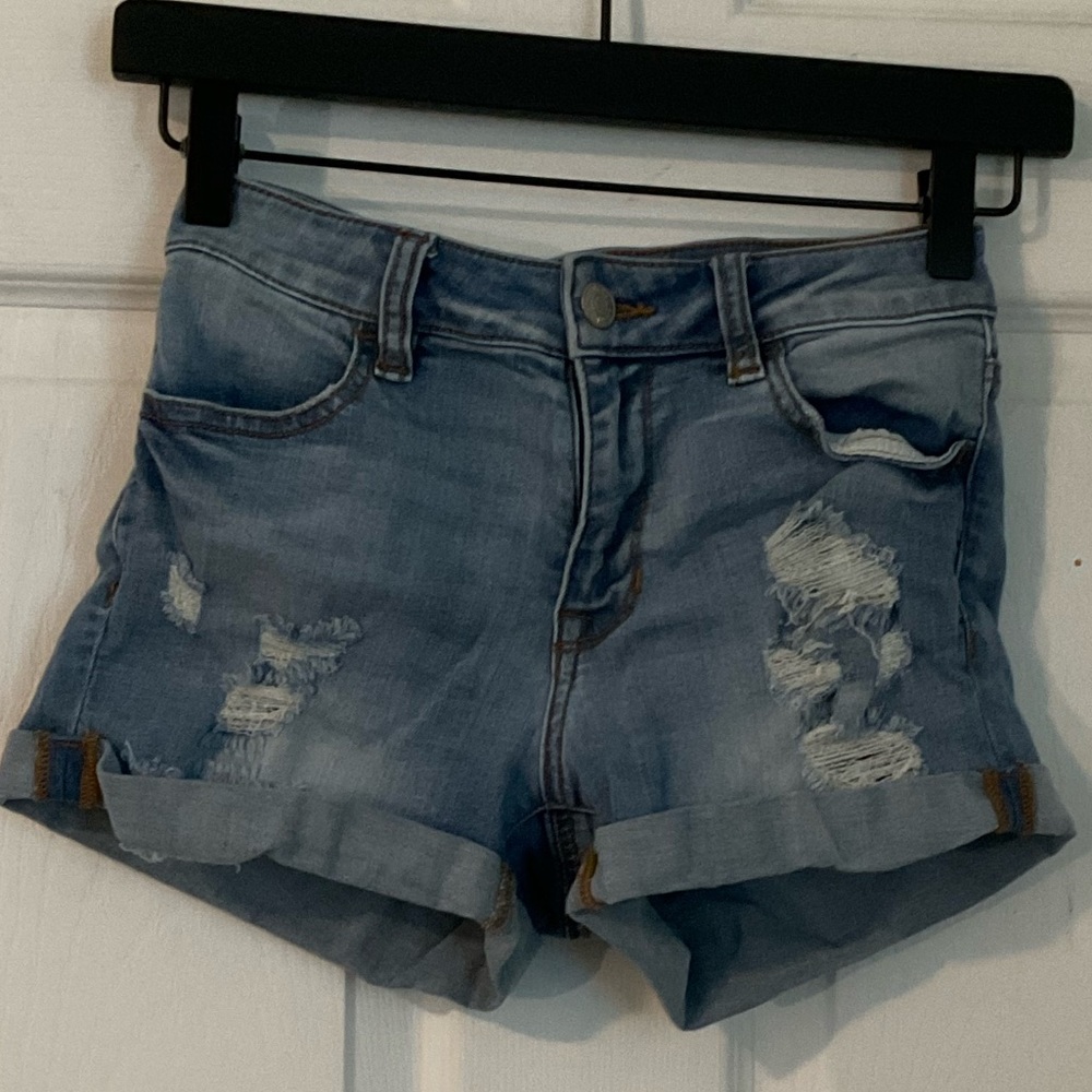 PacSun Super Stretch Shortie High Waisted Ripped Shorts
